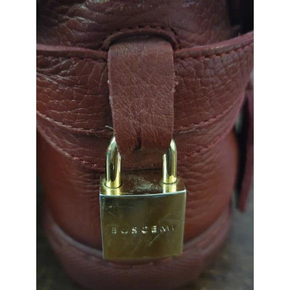 Buscemi Sneakers Mens 42 US 8.5 Red Leather 100MM Guts/Guts High Top Gold Lock - Picture 7 of 14